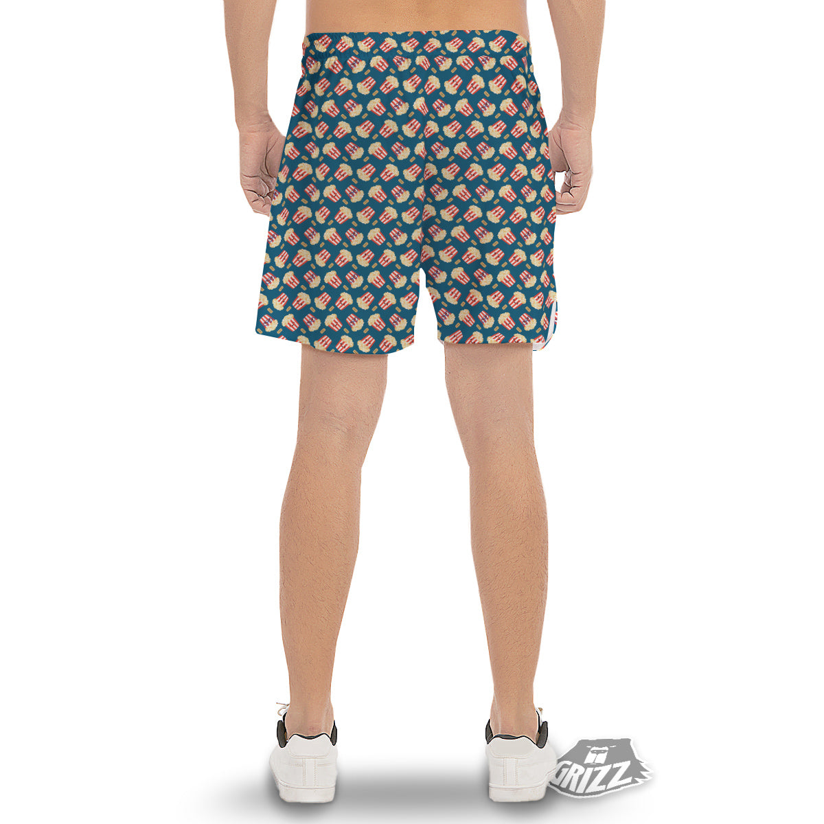 Popcorn Box Cute Print Pattern Men's Gym Shorts-grizzshop