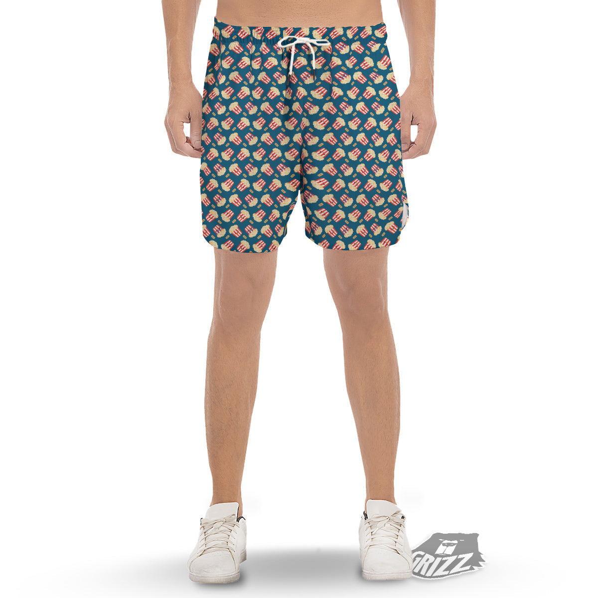 Popcorn Box Cute Print Pattern Men's Gym Shorts-grizzshop
