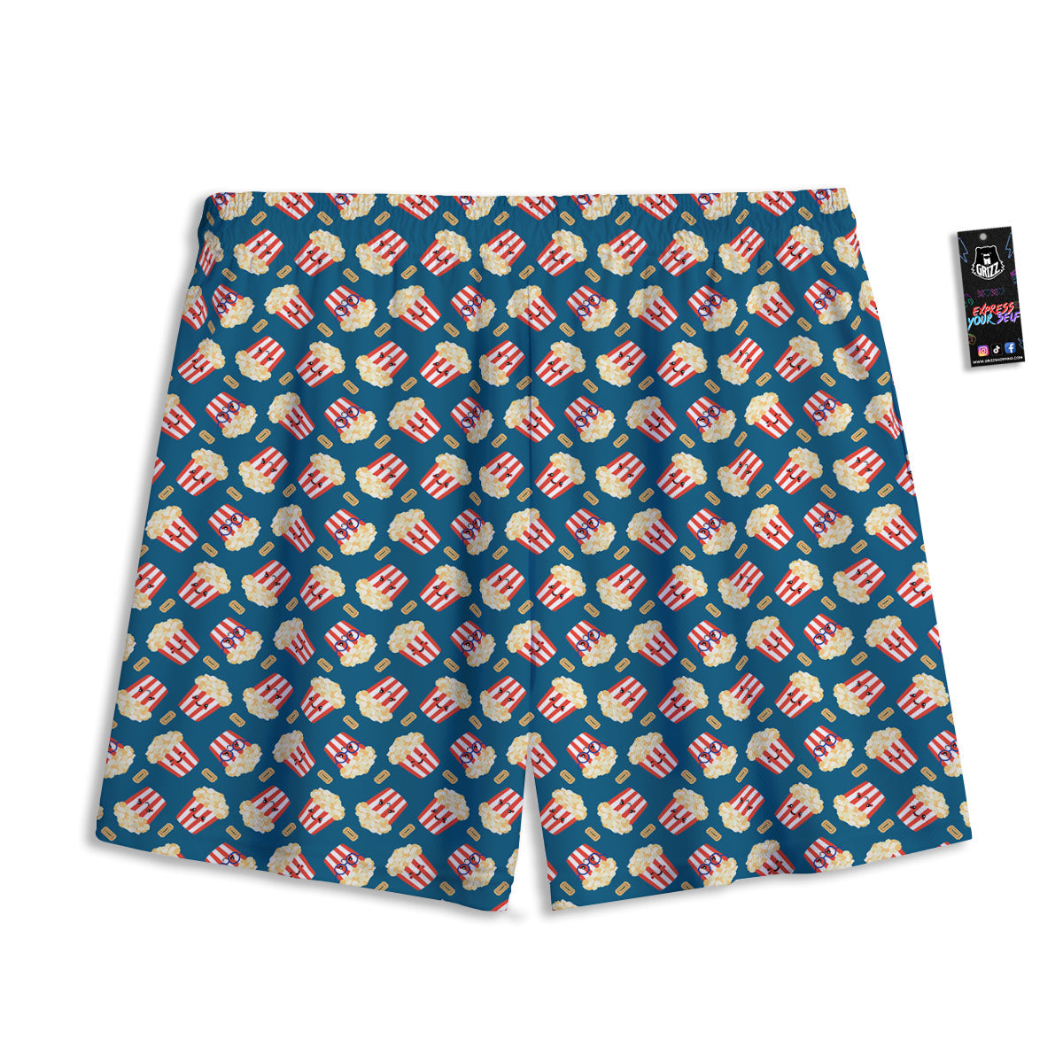Popcorn Box Cute Print Pattern Mesh Shorts-grizzshop