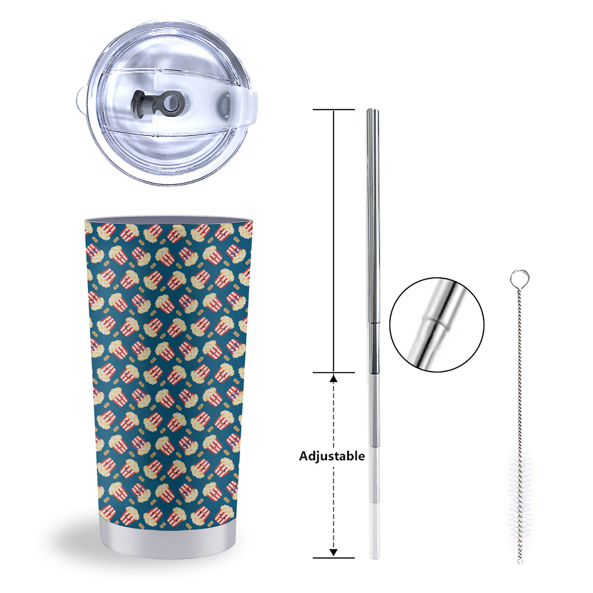 Popcorn Box Cute Print Pattern Tumbler-grizzshop