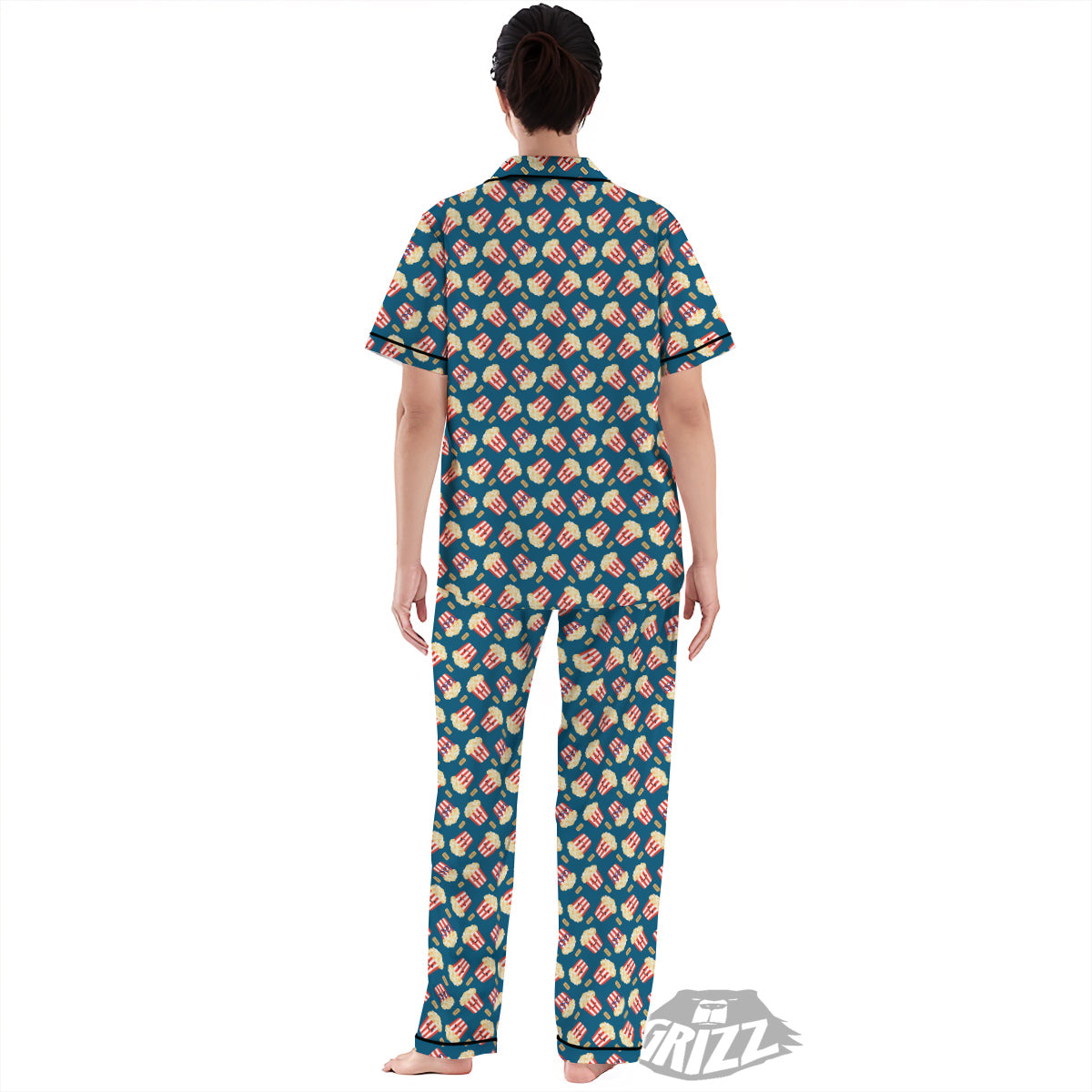 Popcorn Box Cute Print Pattern Women's Pajamas Set-grizzshop