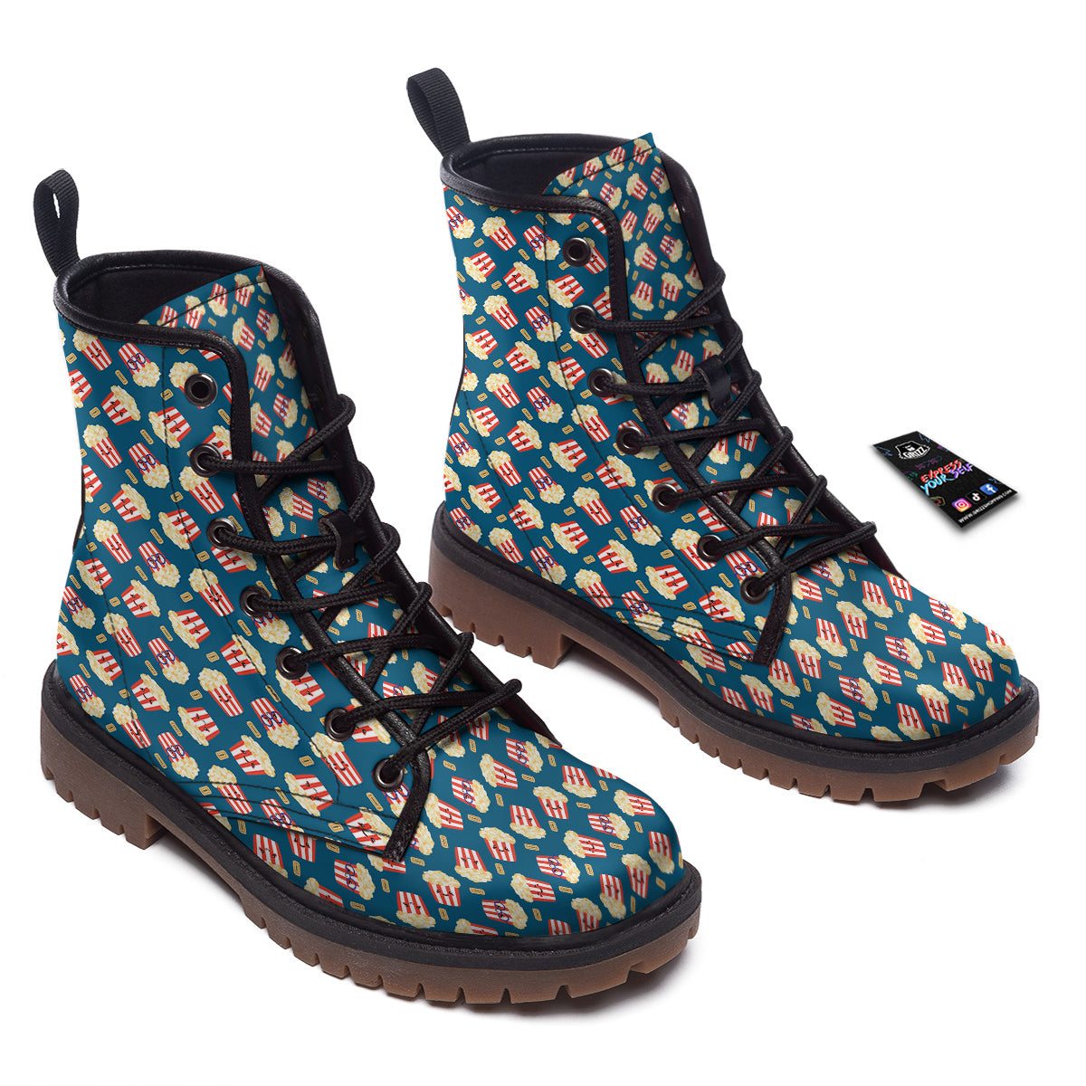 Popcorn Box Cute Print Pattern Work Boots-grizzshop