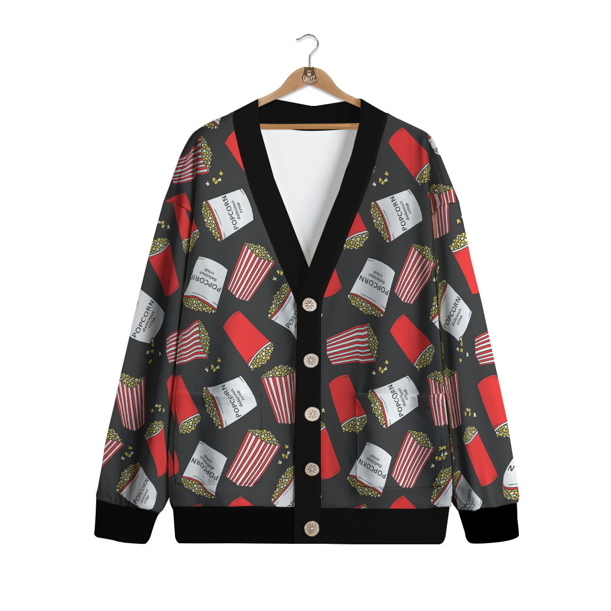 Popcorn Box Print Pattern Cardigan-grizzshop
