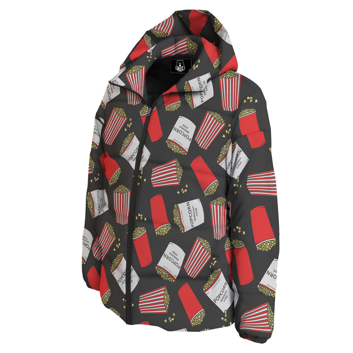 Popcorn Box Print Pattern Down Jacket-grizzshop