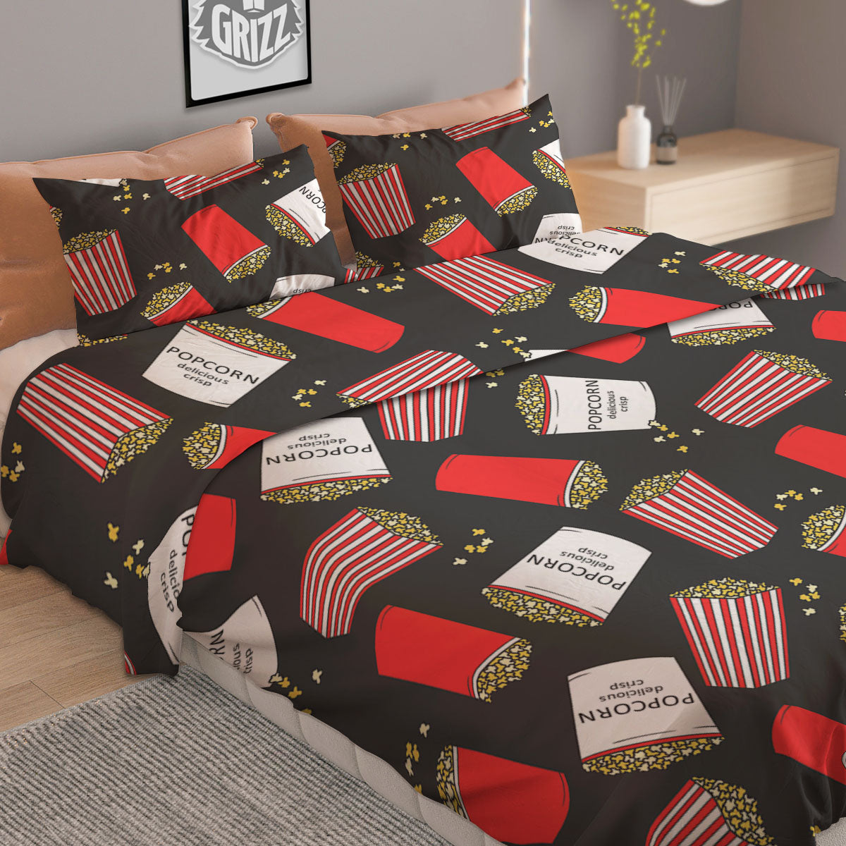 Popcorn Box Print Pattern Duvet Cover Bedding Set-grizzshop