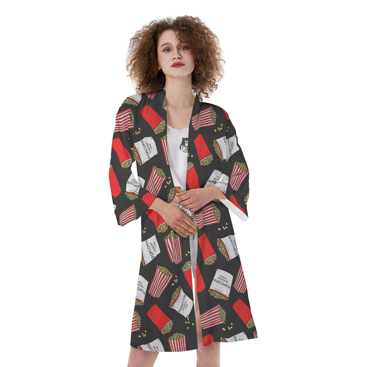 Popcorn Box Print Pattern Kimono-grizzshop