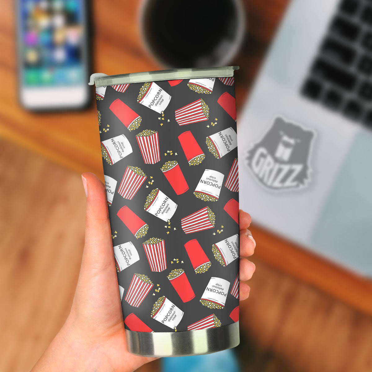 Popcorn Box Print Pattern Tumbler-grizzshop