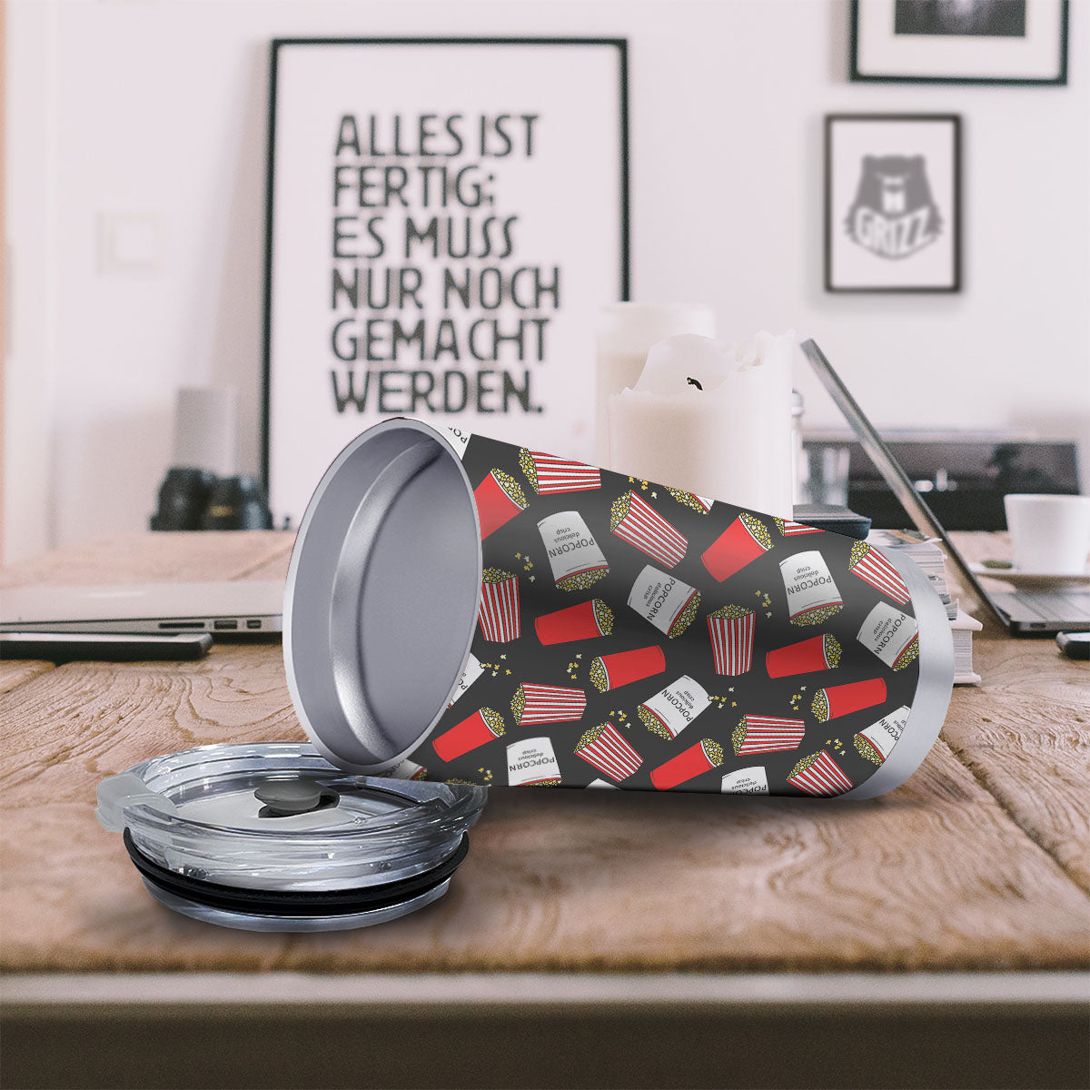 Popcorn Box Print Pattern Tumbler-grizzshop