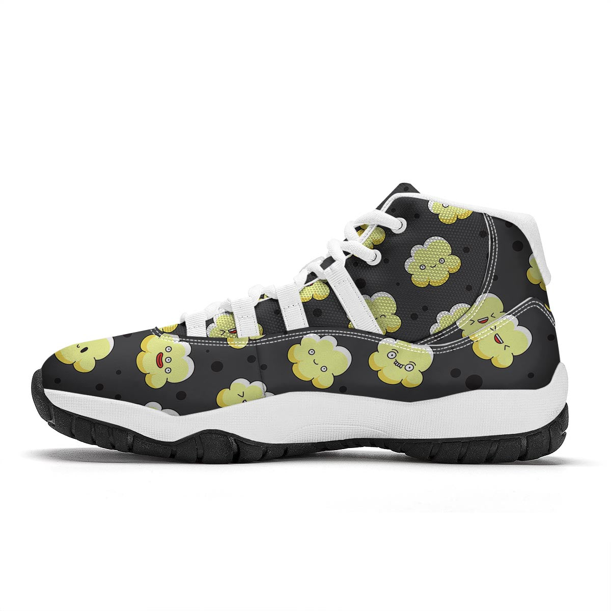 Popcorn Cartoon Pattern Print White Bball Shoes-grizzshop