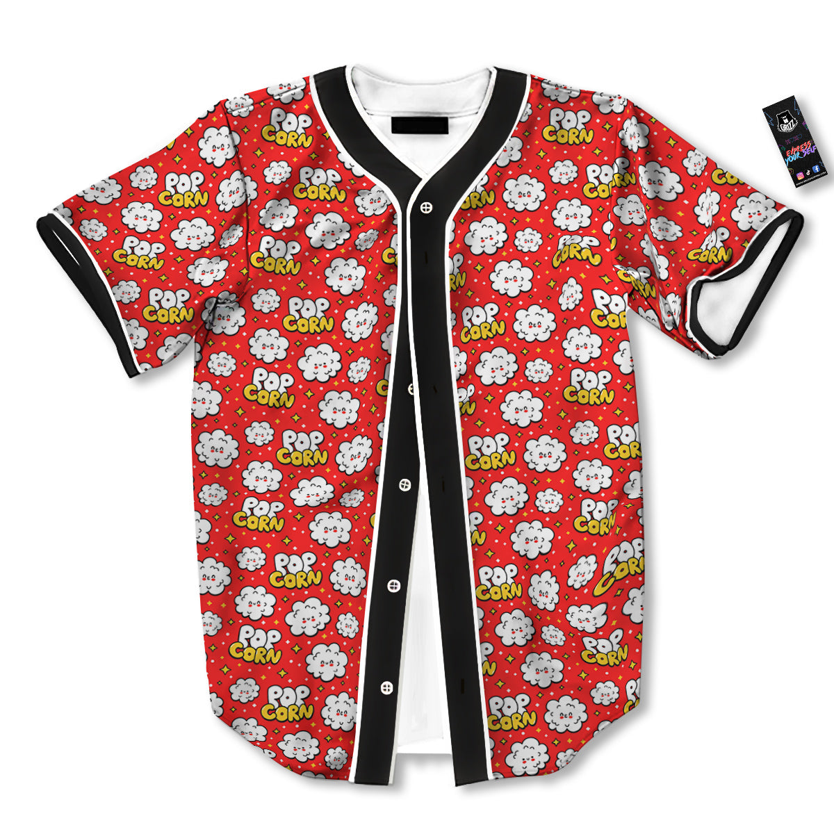 Popcorn Cute Print Pattern Baseball Jersey-grizzshop
