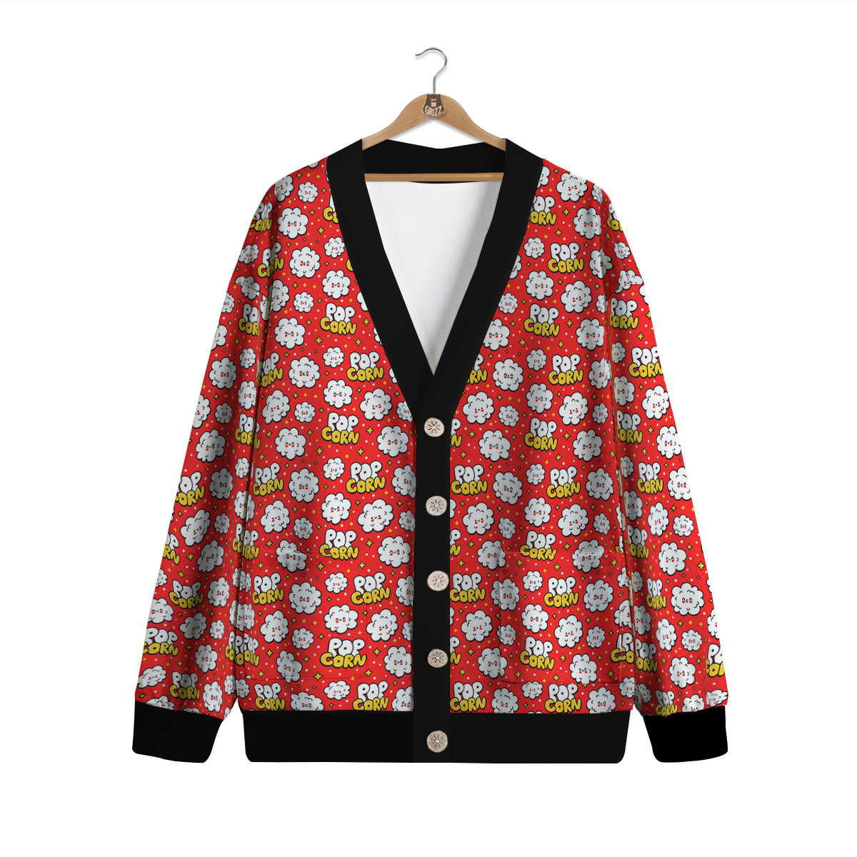 Popcorn Cute Print Pattern Cardigan-grizzshop