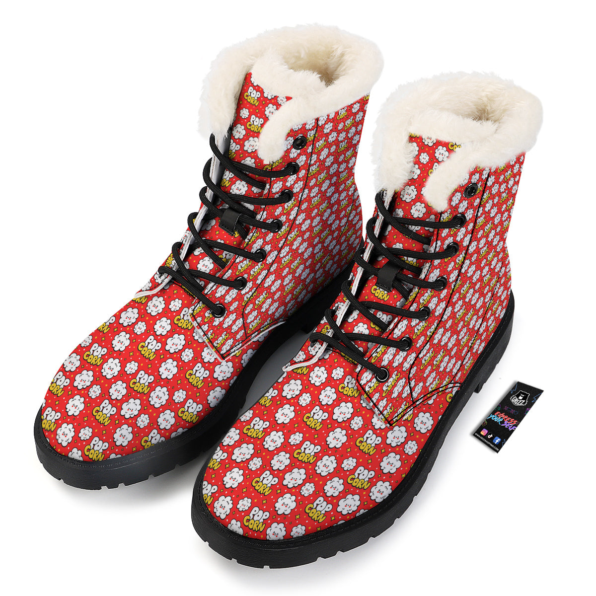 Popcorn Cute Print Pattern Winter Boots-grizzshop
