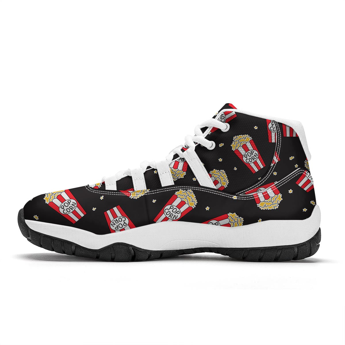 Popcorn Print Pattern White Bball Shoes-grizzshop