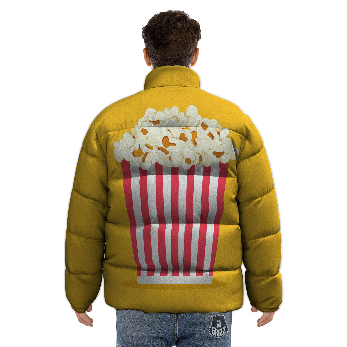 Popcorn Print Puffer Jacket-grizzshop