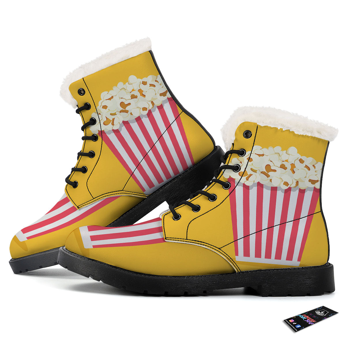 Popcorn Print Winter Boots-grizzshop