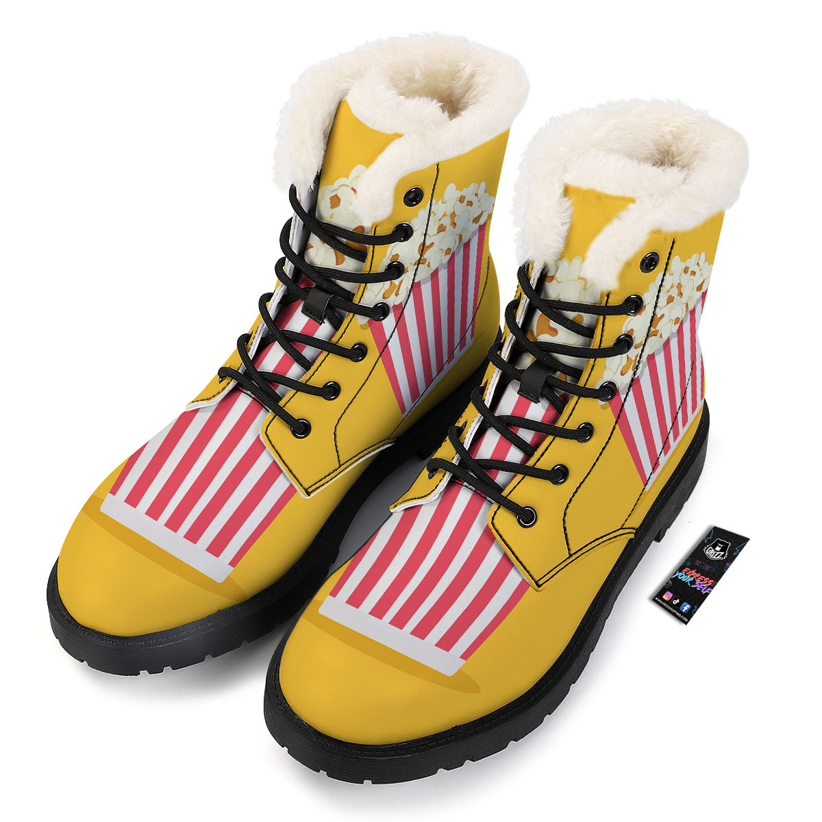 Popcorn Print Winter Boots-grizzshop
