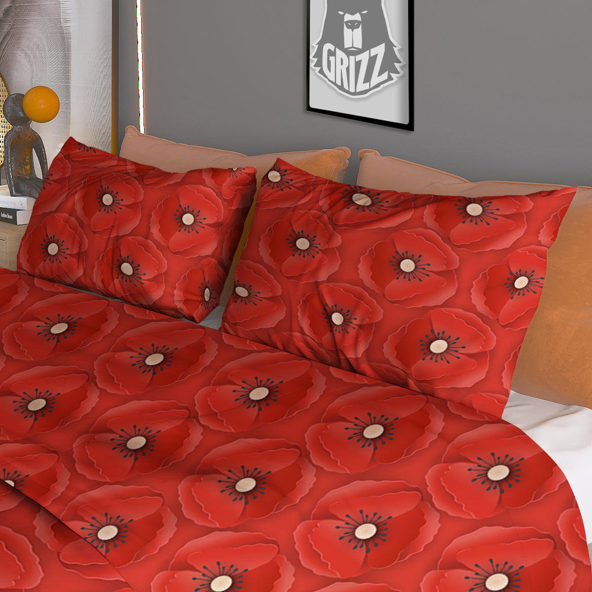 Poppy Armistice Day Print Pattern Duvet Cover Bedding Set