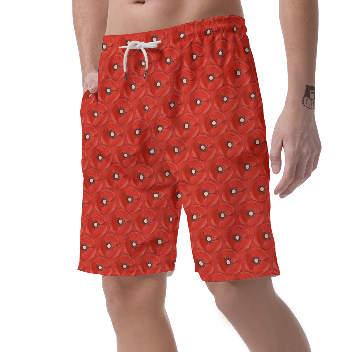 Poppy Armistice Day Print Pattern Men's Shorts-grizzshop