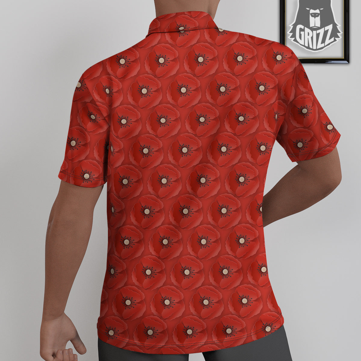 Poppy Armistice Day Print Pattern Untucked Shirts-grizzshop