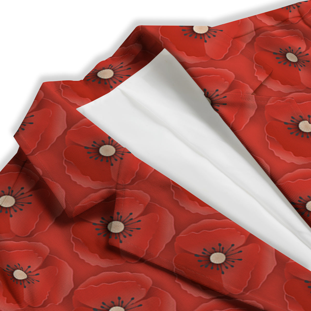 Poppy Armistice Day Print Pattern Women's Blazer-grizzshop