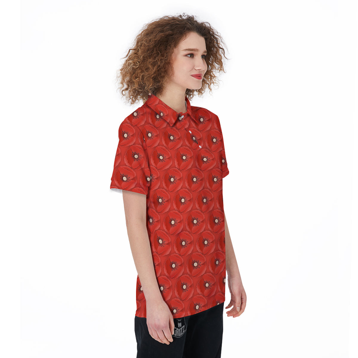 Poppy Armistice Day Print Pattern Women's Golf Shirts-grizzshop