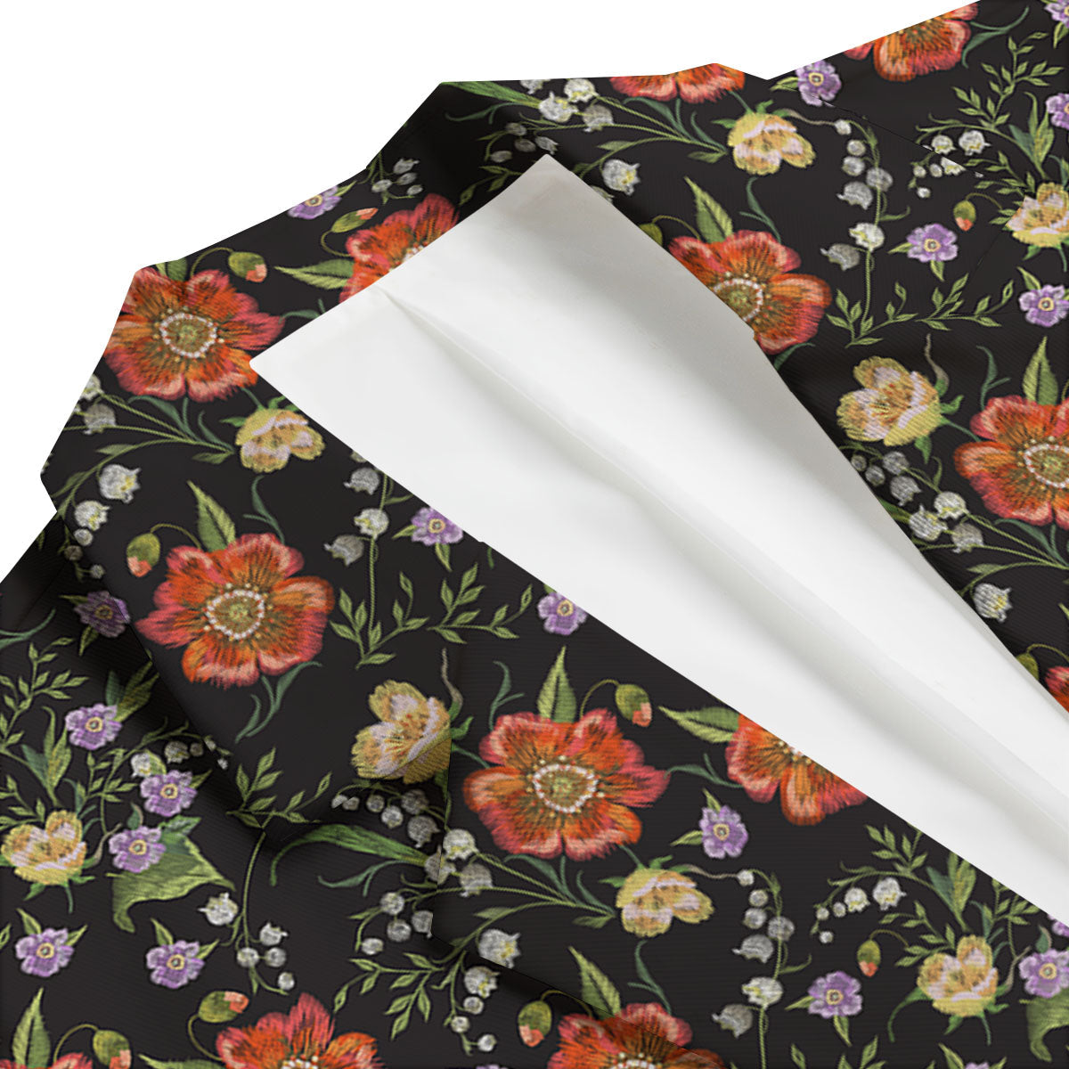 Poppy Embroidery Print Pattern Men's Blazer-grizzshop