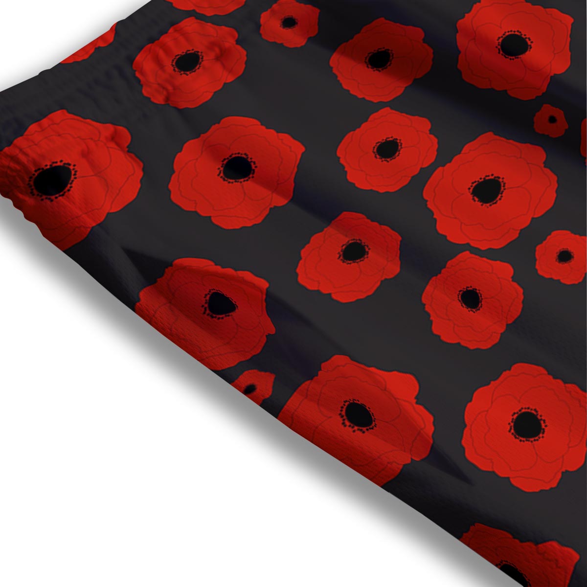 Poppy Red Print Pattern Mesh Shorts
