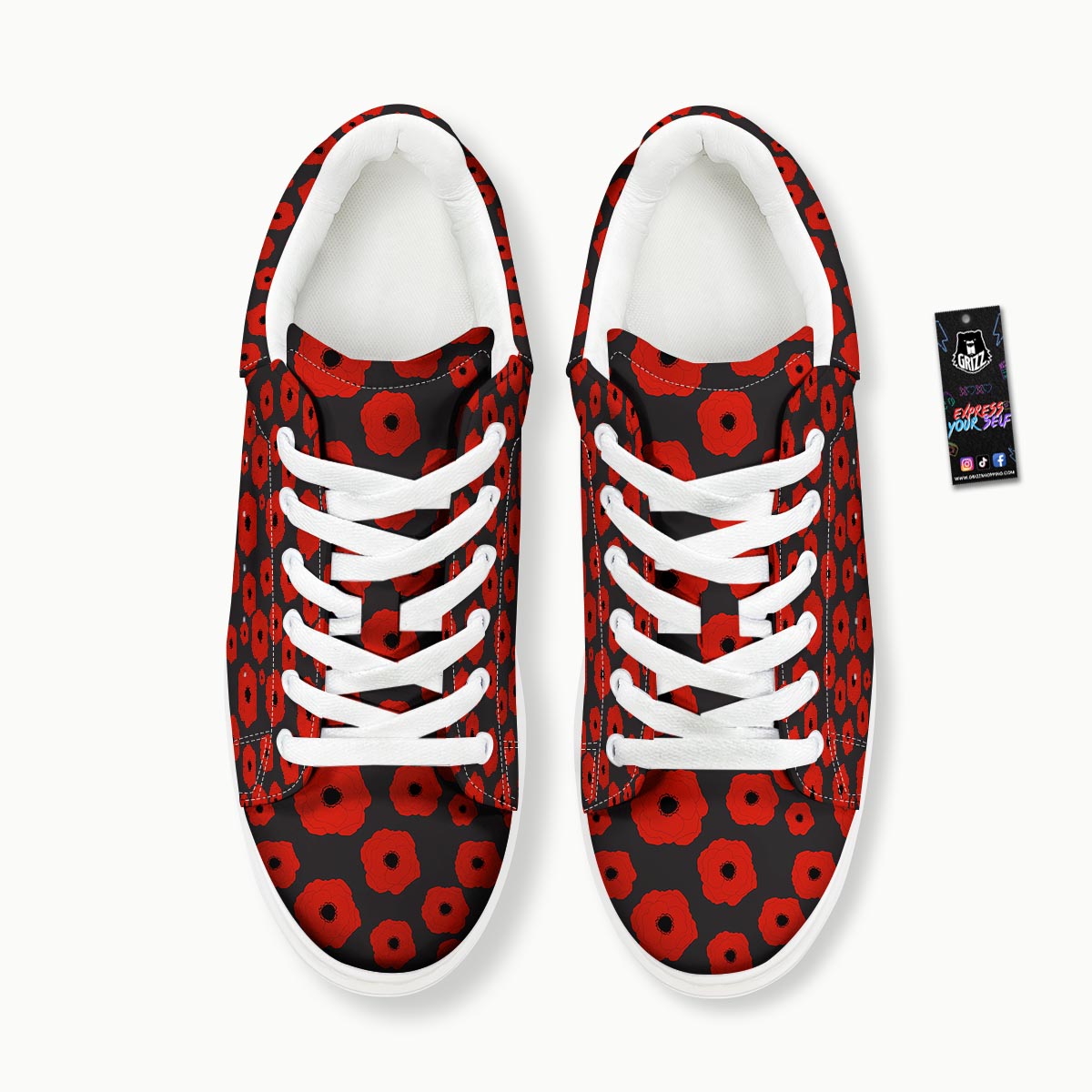 Poppy Red Print Pattern Platform Shoes-grizzshop
