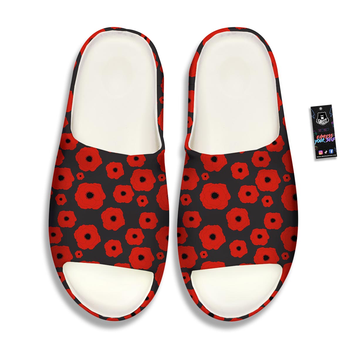 Poppy Red Print Pattern Sandals-grizzshop