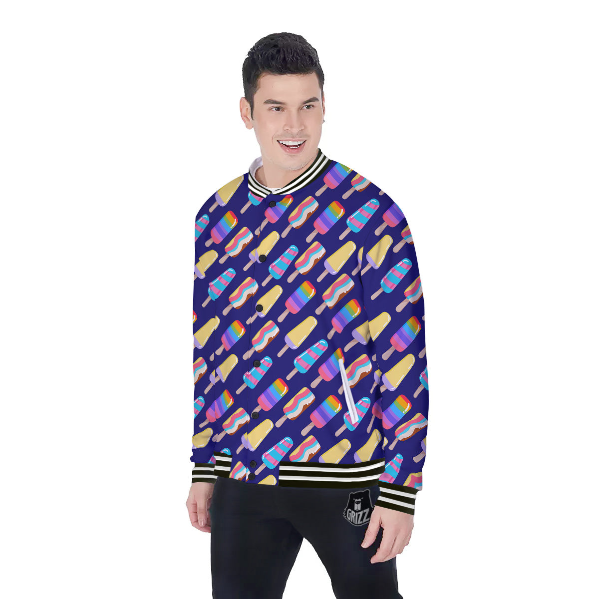 Popsicle Ice Cream Print Pattern Baseball Jacket-grizzshop