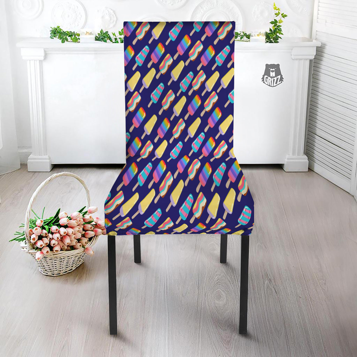 Popsicle Ice Cream Print Pattern Dining Chair Slipcover-grizzshop