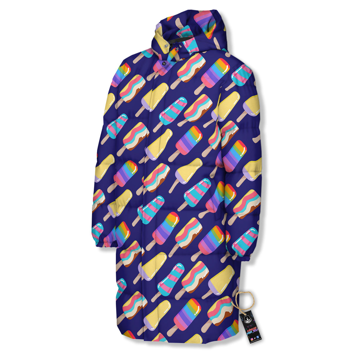 Popsicle Ice Cream Print Pattern Long Down Jacket-grizzshop