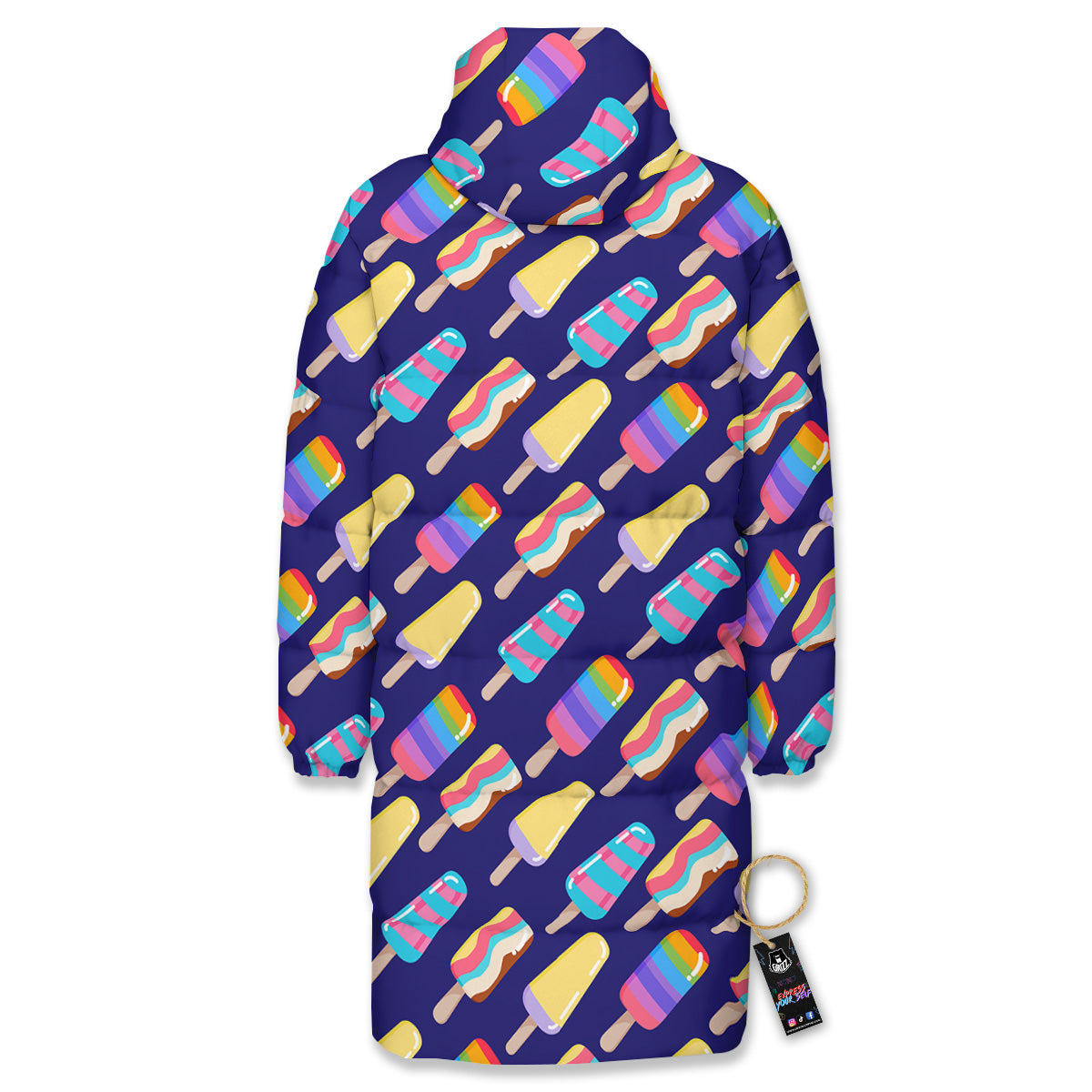 Popsicle Ice Cream Print Pattern Long Down Jacket-grizzshop