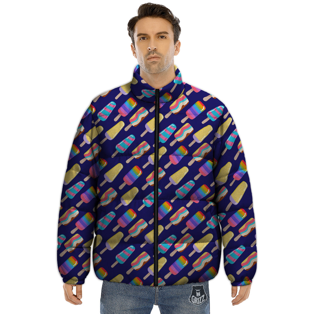 Popsicle Ice Cream Print Pattern Puffer Jacket-grizzshop