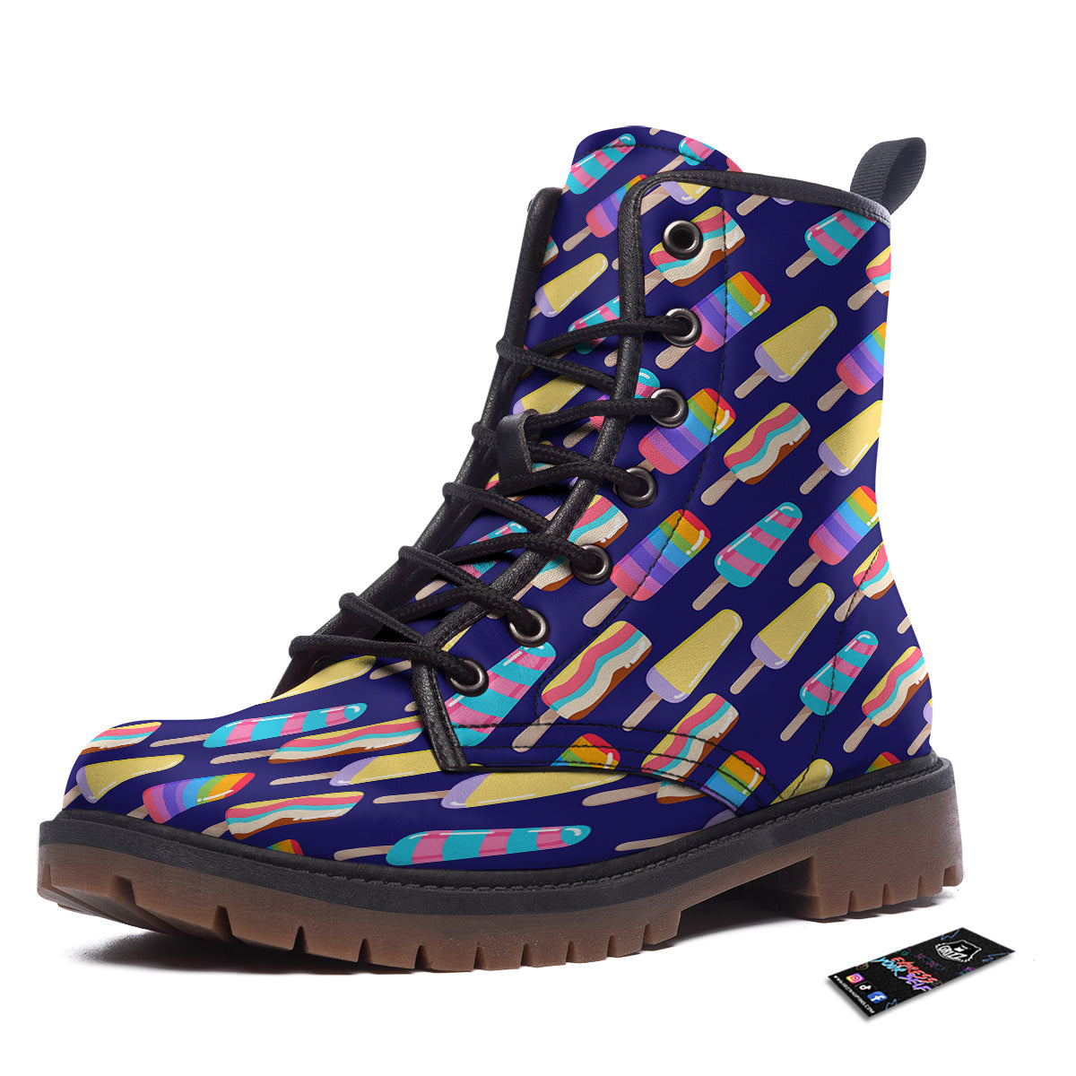 Popsicle Ice Cream Print Pattern Work Boots-grizzshop