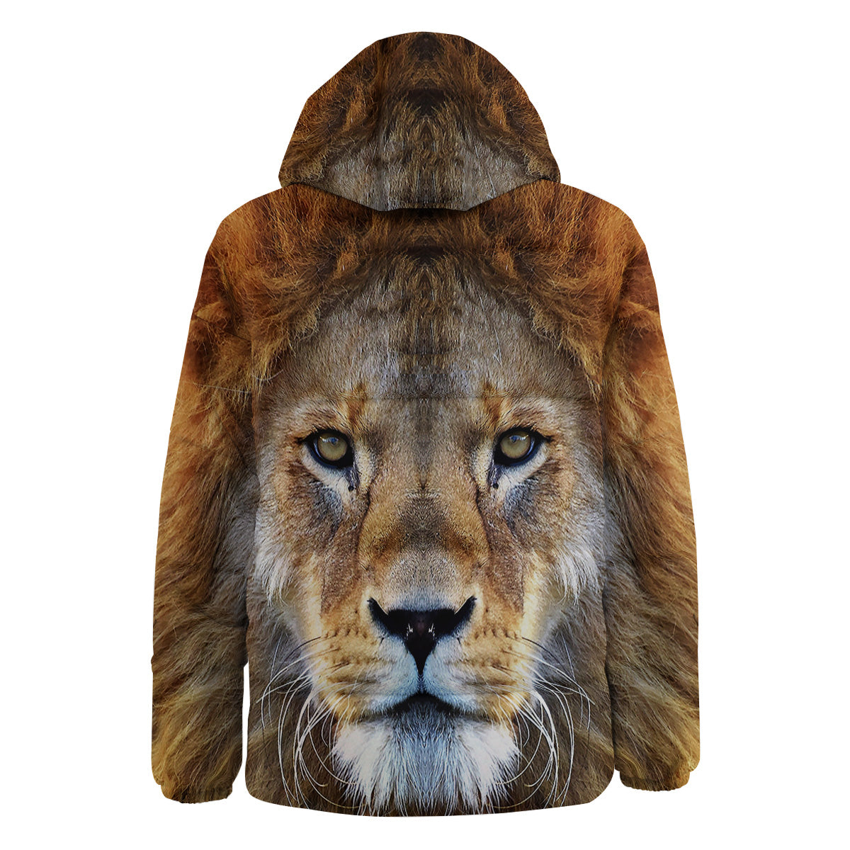 Portrait African Lion Print Down Jacket-grizzshop