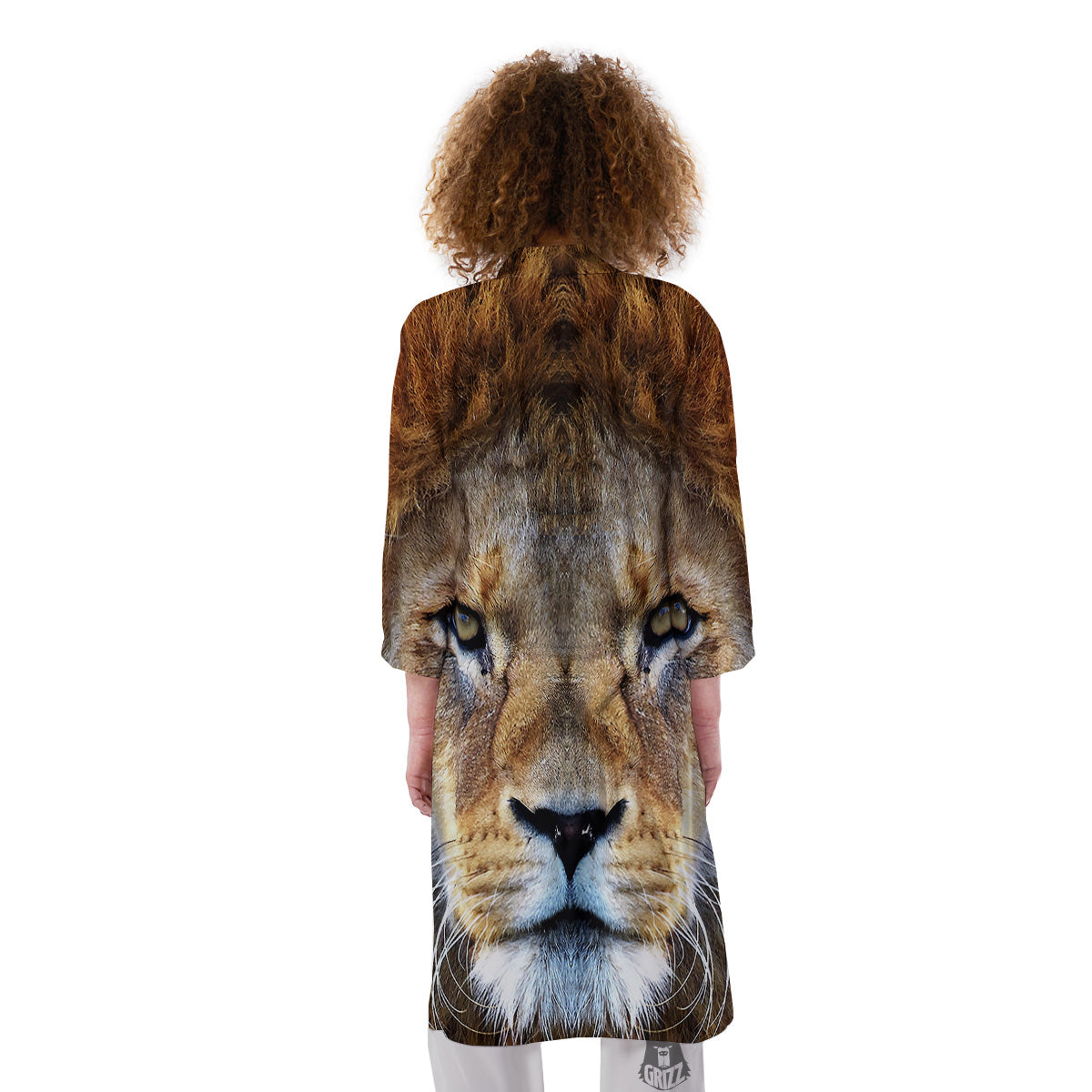 Portrait African Lion Print Kimono-grizzshop