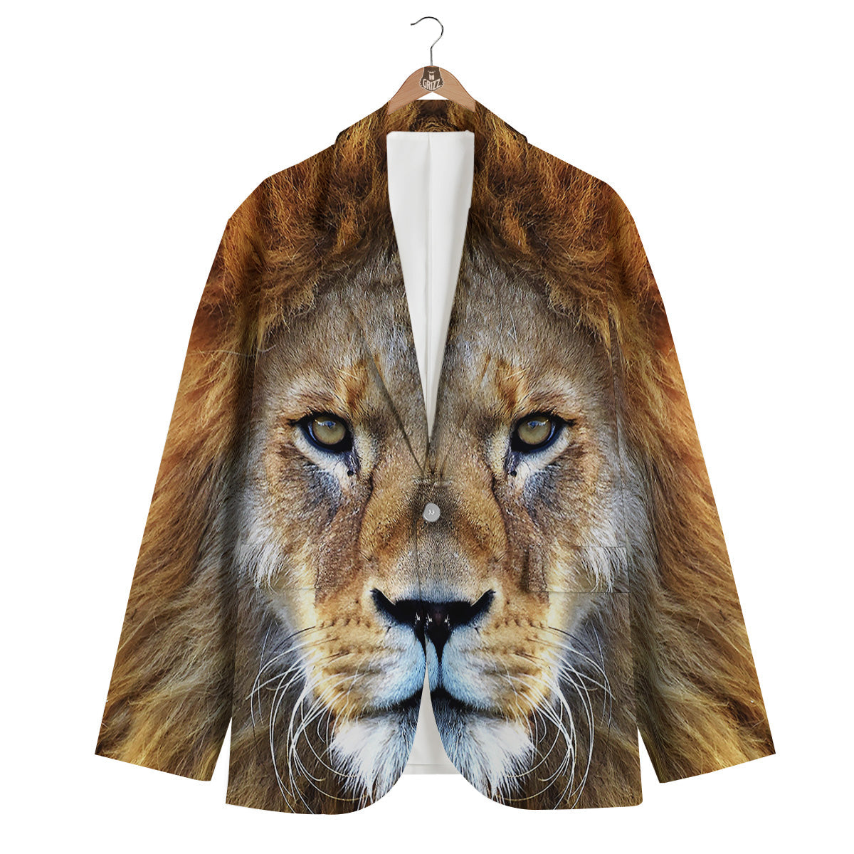 Portrait African Lion Print Men's Blazer-grizzshop