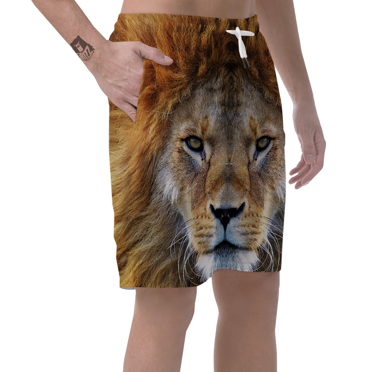 Portrait African Lion Print Men's Shorts-grizzshop