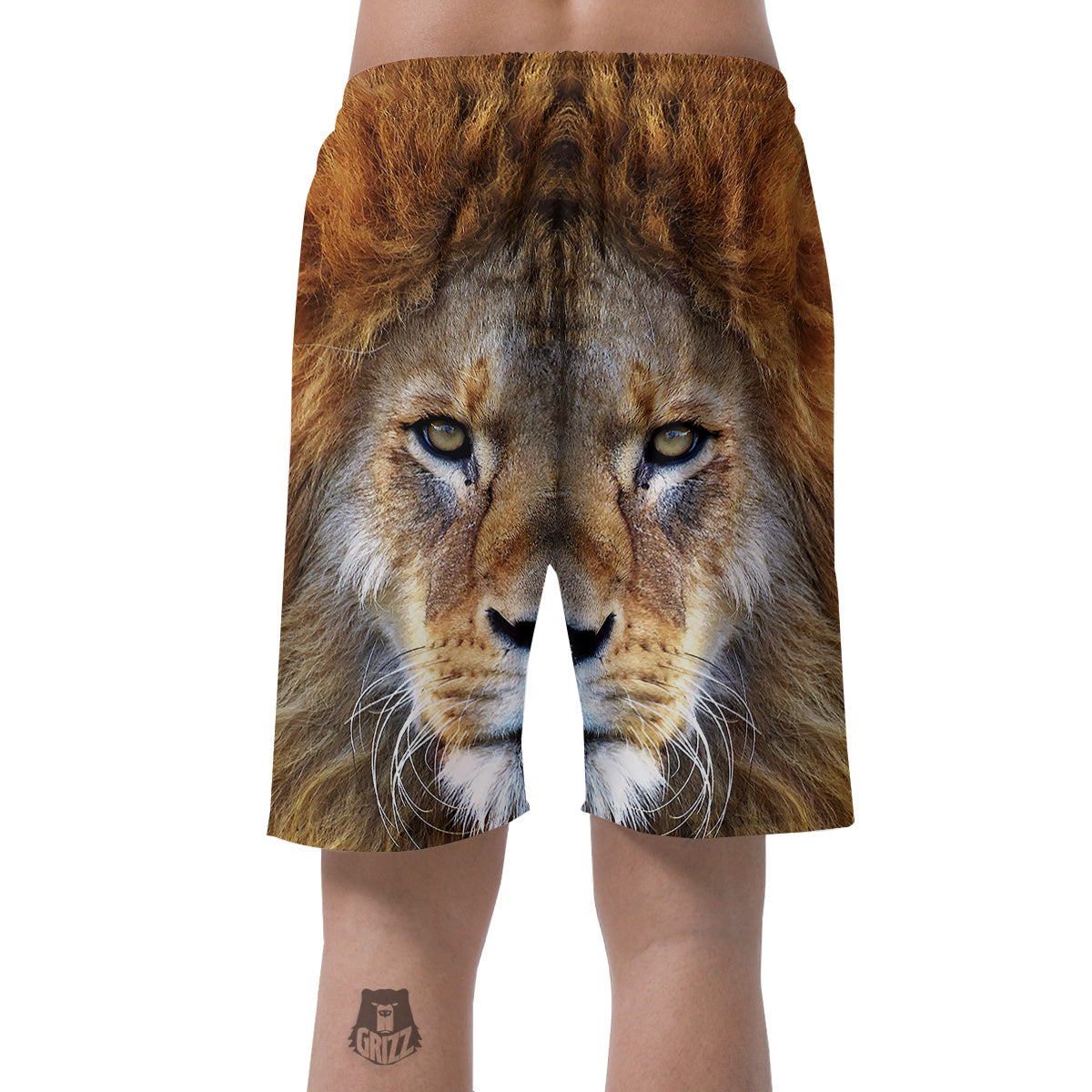 Portrait African Lion Print Men's Shorts-grizzshop