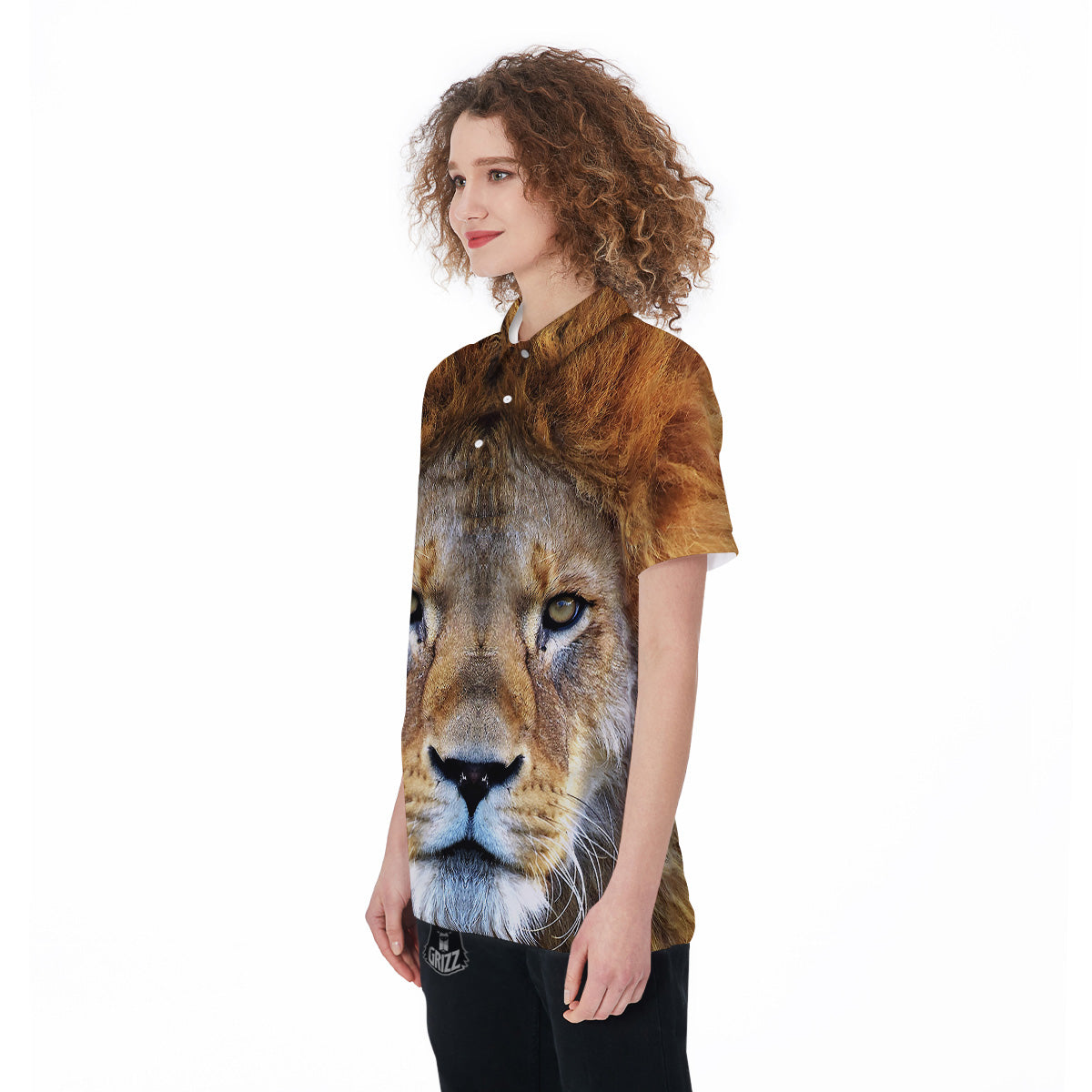 Portrait African Lion Print Women's Golf Shirts-grizzshop