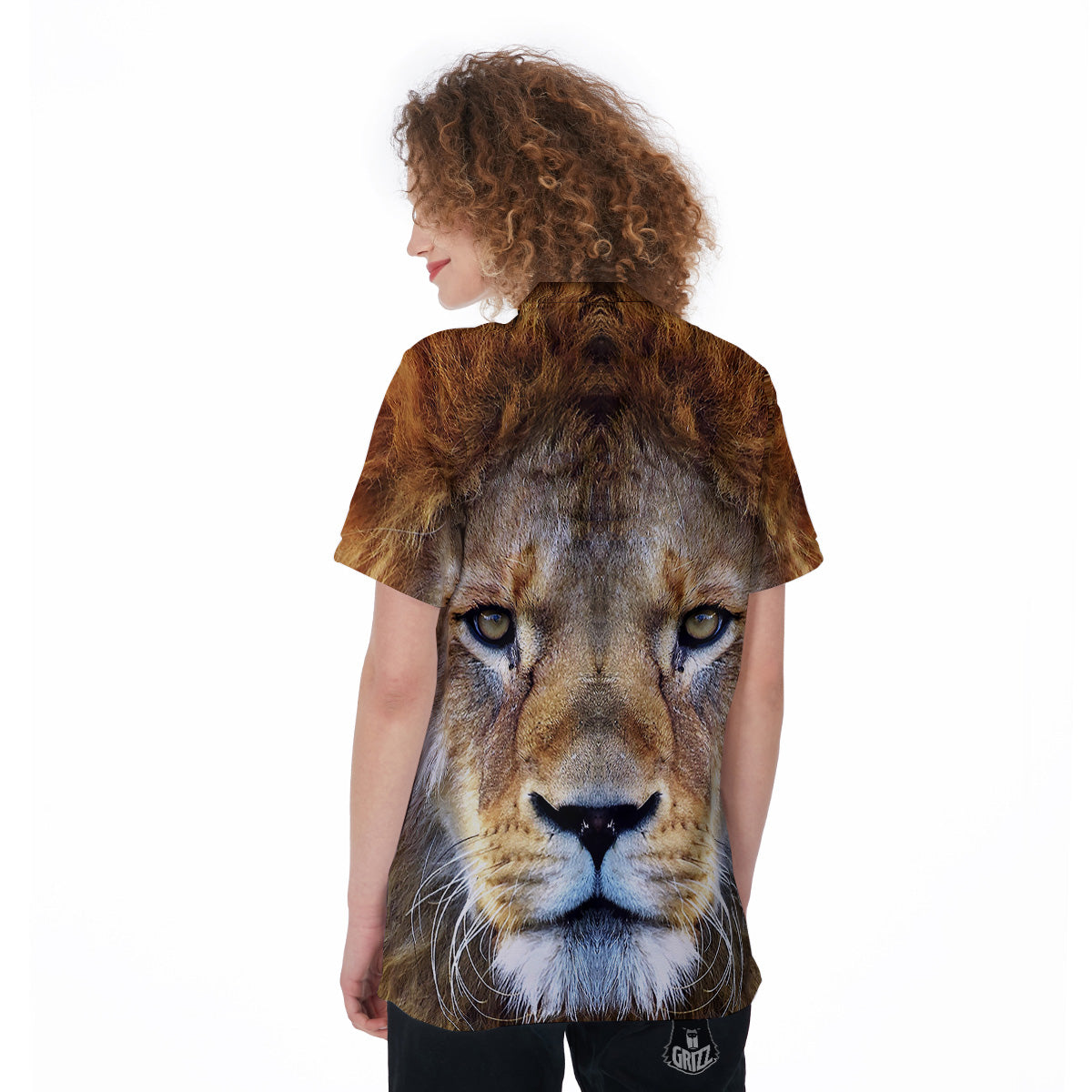 Portrait African Lion Print Women's Golf Shirts-grizzshop
