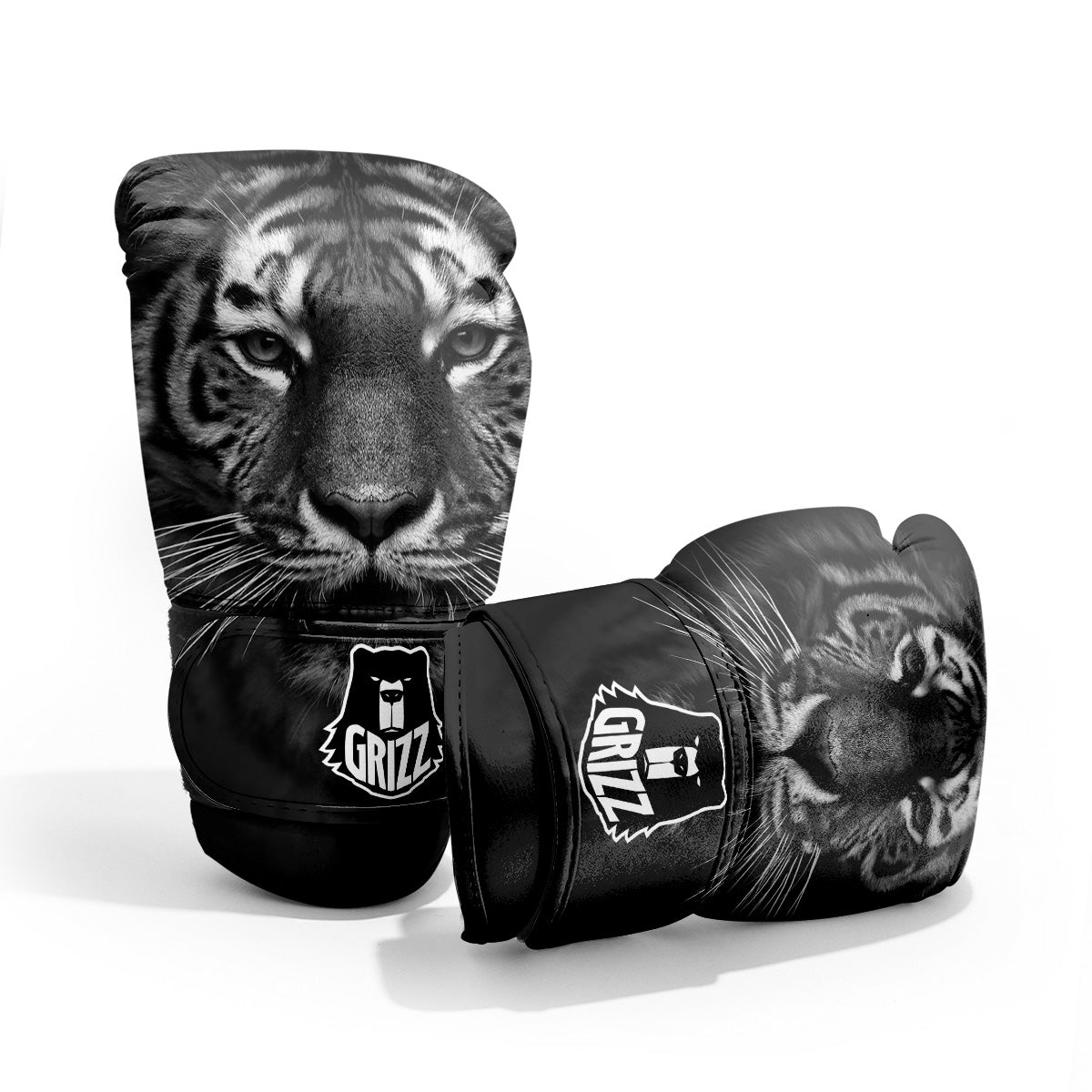 Portrait Black Tiger Print Pro Boxing Glove