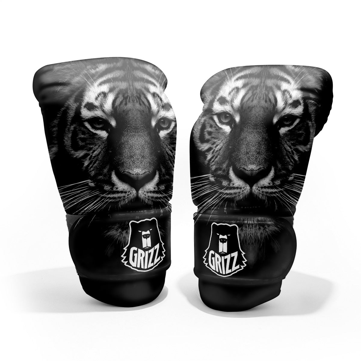 Portrait Black Tiger Print Pro Boxing Glove