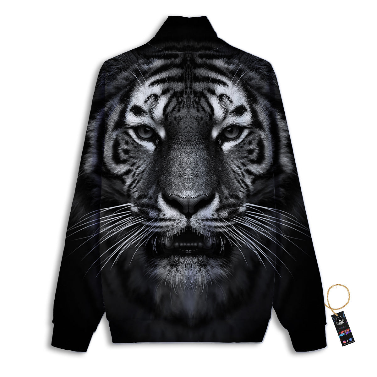 Portrait Black Tiger Print Track Jacket-grizzshop