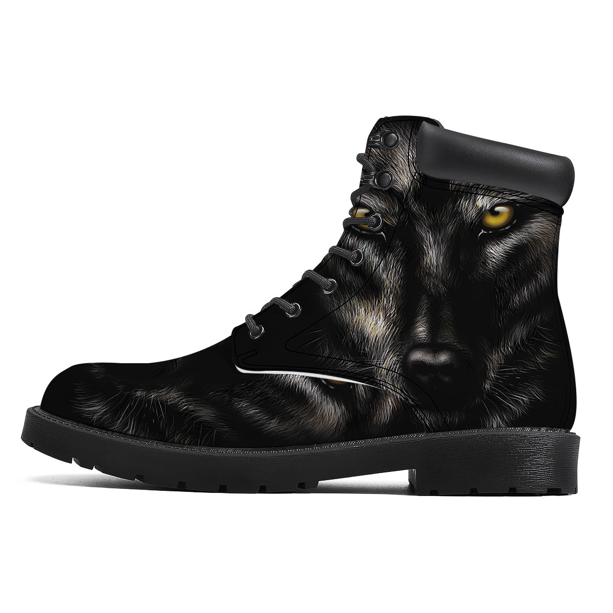 Portrait Black Wolf Print Boots-grizzshop