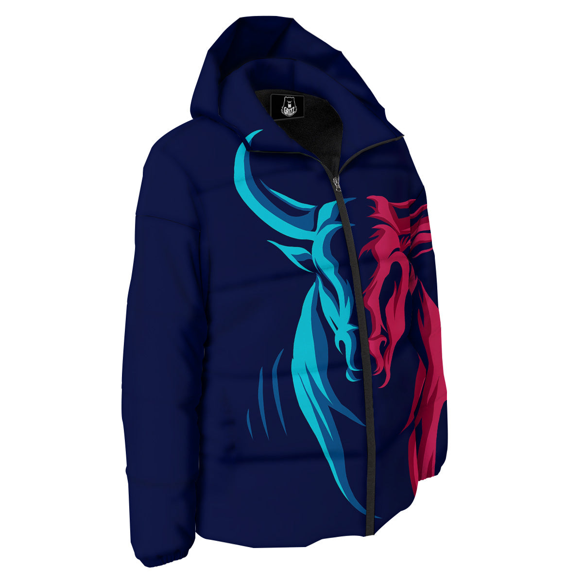 Portrait Bull Print Down Jacket-grizzshop