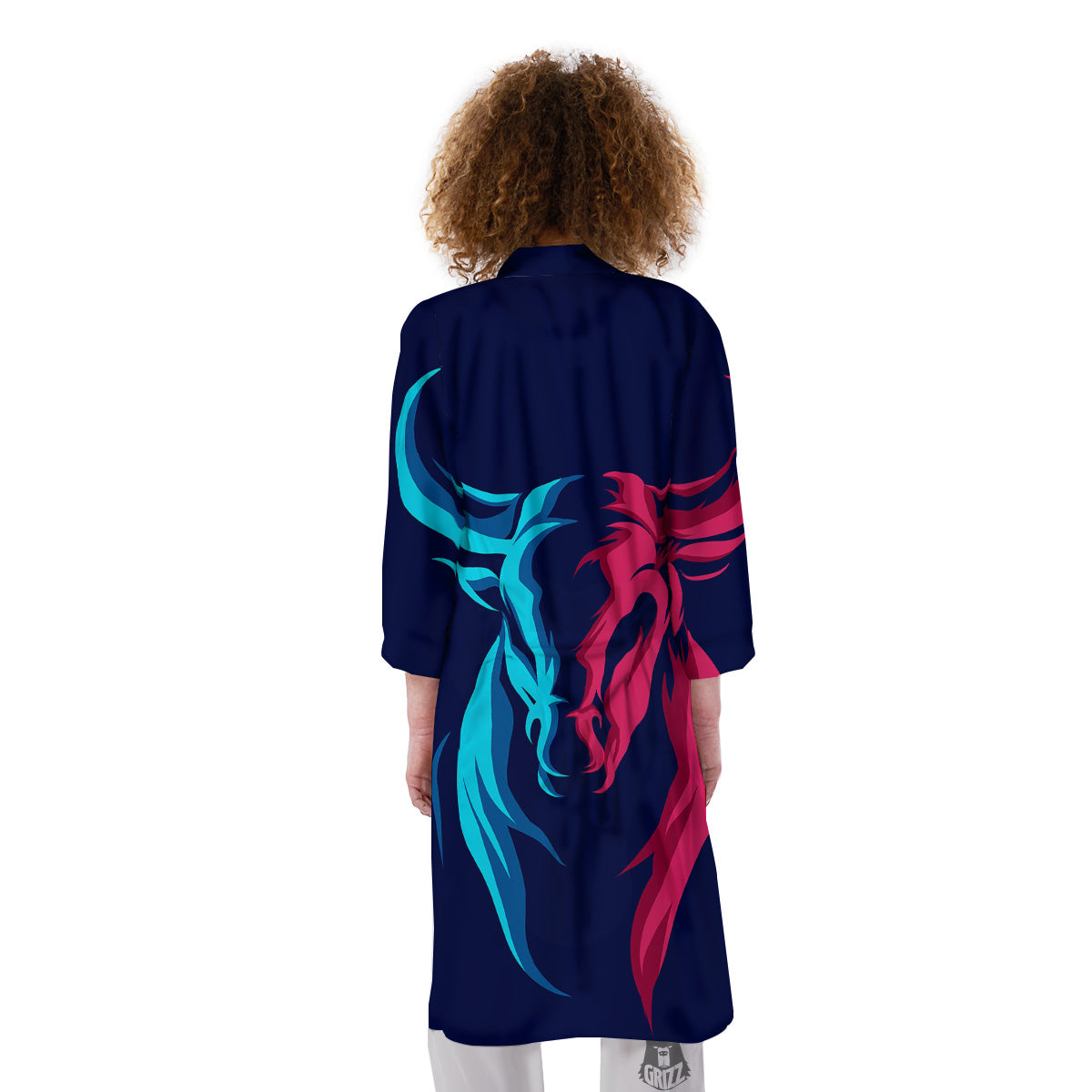 Portrait Bull Print Kimono-grizzshop