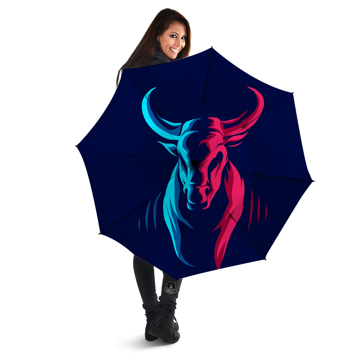 Portrait Bull Print Umbrella-grizzshop
