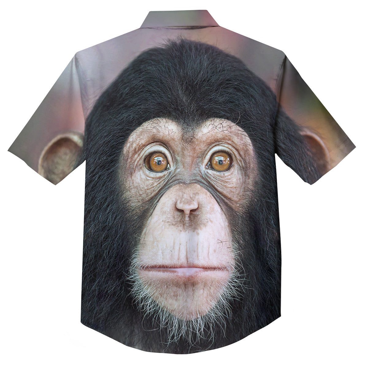 Portrait Chimpanzee Print Button Up Shirt-grizzshop